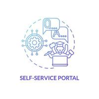 ícone de conceito gradiente azul do portal de autoatendimento. banco de dados informativo público. ilustração de linha fina de idéia abstrata de serviço de suporte técnico. desenho de cor de contorno isolado de vetor