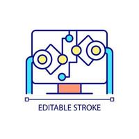 ícone de cor rgb de gerenciamento de dispositivos. software de computador pessoal. programas de computador e sistema operacional. ilustração vetorial isolado. desenho de linha preenchido simples. traço editável. fonte arial usada vetor