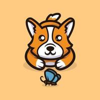 vetor de ilustração de mascote de cachorro corgi fofo