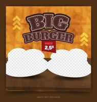 modelo de postagem de banner especial para hambúrguer delicioso vetor