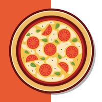 ilustração de ícone de vetor de pizza margherita. vetor de pizza margarita. estilo de desenho plano adequado para página de destino da web, banner, panfleto, adesivo, papel de parede, plano de fundo