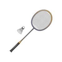 ícone de ilustração vetorial plana de raquete de badminton e peteca em fundo branco para web, página de destino, adesivo, banner vetor