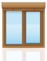 janela de plástico marrom com ilustração em vetor de obturadores de rolamento