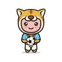 design relacionado ao futebol de mascote bonito de tigre vetor