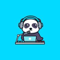 mascote panda dj vetor