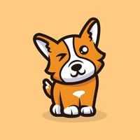 vetor de ilustração de mascote de cachorro corgi fofo