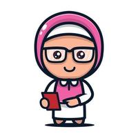 mascote geek da menina muçulmana vetor