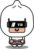 personagem de desenho animado de vetor fantasia de mascote de comida dimsum bonito jogando jogo de realidade virtual