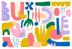 padrão de colagem de vetores, plano de fundo. mão desenhada várias formas e objetos de doodle, flores, folhas. ilustração moderna moderna abstrata abstrata vetor