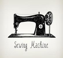 vetor mão desenhada retro, ilustração de máquina de costura vintage.