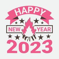 feliz ano novo 2023 design de camiseta vetor