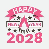 feliz ano novo 2028 design de camiseta vetor