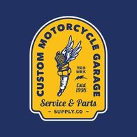 distintivo de logotipo de garagem de motocicleta vintage ilustração vetorial feita à mão vetor