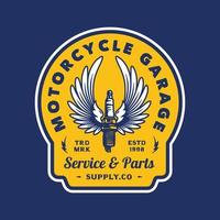 distintivo de logotipo de garagem de motocicleta vintage ilustração vetorial feita à mão vetor