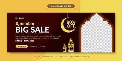 venda do ramadã para capa de mídia social ou modelo de banner da web vetor