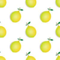 ilustração em vetor padrão sem emenda de frutas de limão amarelo e design de folha verde. fundo amarelo. design para papel de parede, pano de fundo e impressão em tecido. modelos modernos