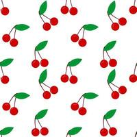 design de vetor de frutas cereja vermelha sem costura padrão. fundo branco. design para papel de parede, pano de fundo, capa, design de impressão e suas necessidades de design.