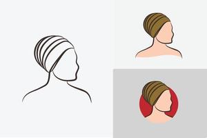 logotipo de belas mulheres de turbante desenhados à mão vetor