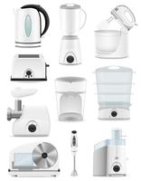 conjunto de aparelhos elétricos de ícones para a ilustração do vetor de cozinha