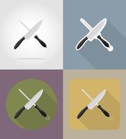 objetos de apontador de faca e equipamentos para a ilustração do vetor de comida