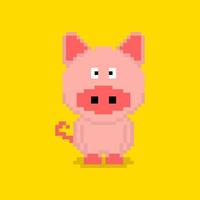 personagem de porco de pixel art vetor