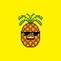 personagem de abacaxi de pixel art vetor