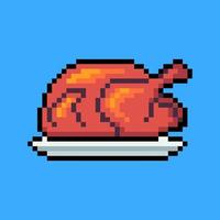 pixel art de frango assado vetor