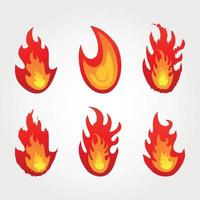 conjunto de ilustração vetorial de cor gradiente de coleção de chamas de fogo vetor