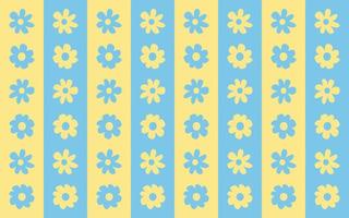 céu azul e padrão de flores amarelas por listras florais sem costura para impressão de têxteis de parede vetor