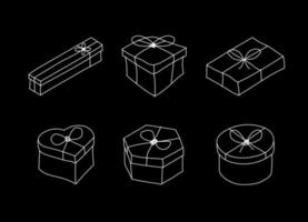 vários tipos de caixas de presente com estilo doodle vetor