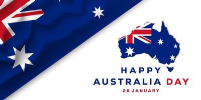 feliz dia da austrália design de plano de fundo com bandeira realista e mapa da austrália. ilustração vetorial vetor