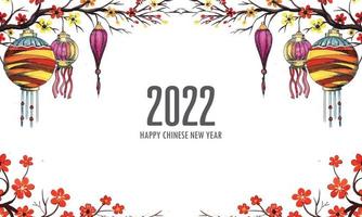 ano novo chinês decorativo de 2022 para fundo de cartão comemorativo de lanterna vetor
