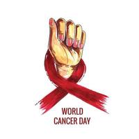 fundo de cartão de fita de conscientização do dia mundial do câncer vetor