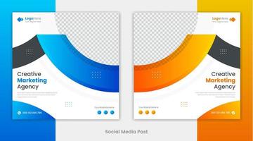design de modelo de postagem de mídia social de marketing digital corporativo, vetor premium de formas redondas criativas