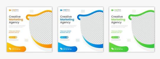 design de modelo de postagem de mídia social de negócios criativos com vetor de formas criativas