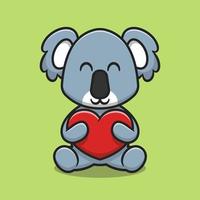 coala fofo abraçando ilustração de ícone de desenho animado de coração de amor vetor