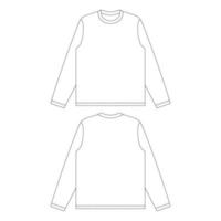 modelo de camiseta de manga longa ilustração vetorial esboço plano de design de esboço