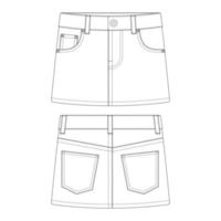 modelo mini saia jeans ilustração vetorial design plano contorno roupas vetor