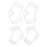 modelo de meias sem dedos ilustração vetorial esboço plano de design de esboço vetor