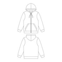 modelo zip hoodie ilustração vetorial esboço plano esboço de design vetor