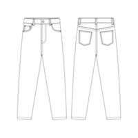 modelo jeans skinny ilustração vetorial design plano contorno roupas vetor