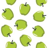 padrão de fundo de design plano de vetor sem costura de maçã verde padrão de frutas