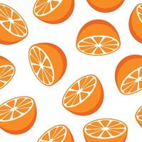 fundo de design plano de vetor sem costura de frutas padrão meia laranja