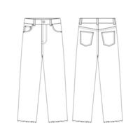 modelo de ajuste regular jeans cortados ilustração vetorial design plano roupas de contorno vetor