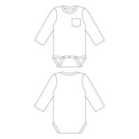 modelo de manga longa bolso bebê onesie ilustração vetorial esboço plano design esboço vetor
