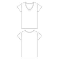 modelo de camiseta com decote em v feminino ilustração vetorial esboço plano contorno de design vetor