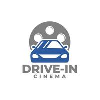 logotipo do cinema drive-in. vetor de carro.