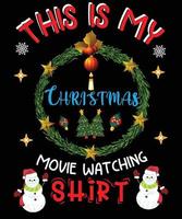 este é o meu design de camiseta assistindo filme de natal vetor