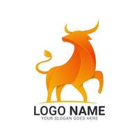 touro com gradiente laranja completo. design de logotipo de touro.