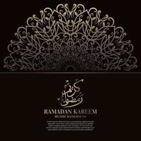 ramadan kareem. projeto de fundo islâmico com caligrafia árabe e mandala de ornamento. vetor